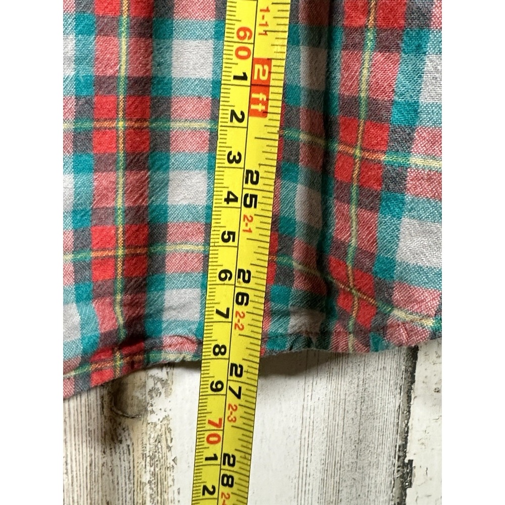 RVCA Men's That'll Do Stretch Slim-Fit Short Sleeve Button Up Shirt Red Plaid L - Picture 7 of 8